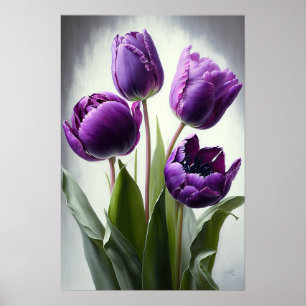 Affiche d'art floral de tulipes violettes