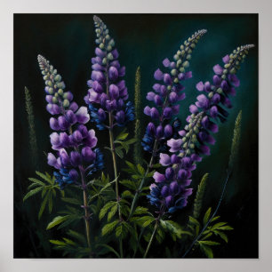 Affiche d'art imprimé de fleur de lupin pourpre