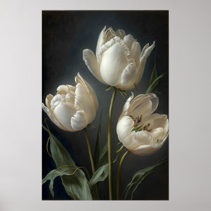 Affiche d'art imprimé de tulipes blanches