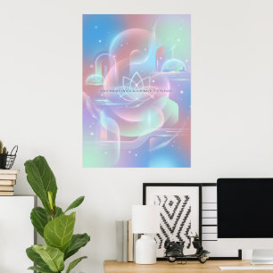 Affiche d'art iridescent de yoga de méditation hol