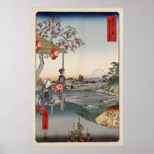 Affiche d'art japonais vintage Mont Fuji Hiroshige