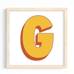 Affiche d'art lettre, monogramme G, initiale de ty
