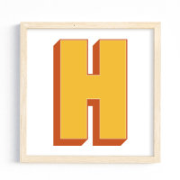 Affiche d'art lettre, monogramme H, initiale de ty