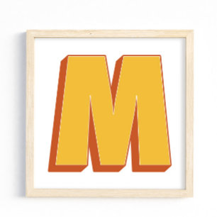 Affiche d'art lettre, monogramme M, initiale de ty