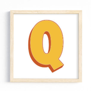 Affiche d'art lettre, monogramme Q, initiale de ty