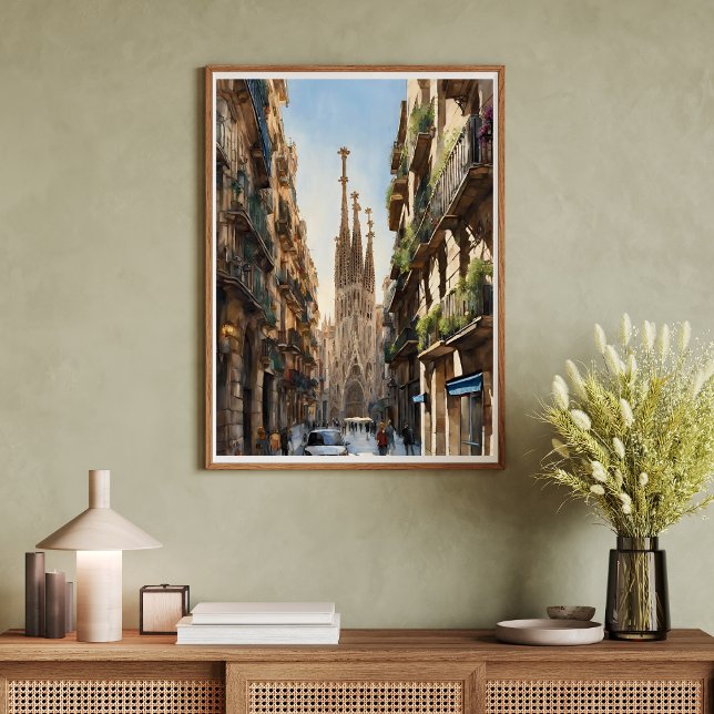 Affiche d'art moderne Sagrada De Familia de Barcel (Barcelona Sagrada De Familia Modern Art Poster)