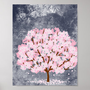 Affiche d'art mural d'arbre de fleurs de cerisier