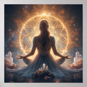 Affiche d'art mural de méditation sacrée lumineuse