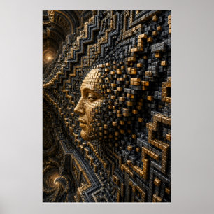 Affiche d'art mural en mosaïque d'or noir futurist