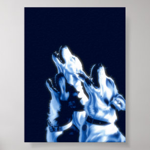 Affiche d'art mural Impression de chiens hurlants