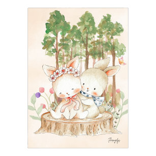 Affiche d'art mural lapin Amour fraternel