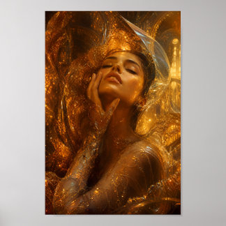 Affiche d'art portrait Rêverie ambre fondu