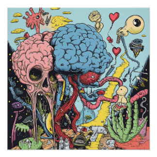 Affiche d'art psychédélique de comix underground s