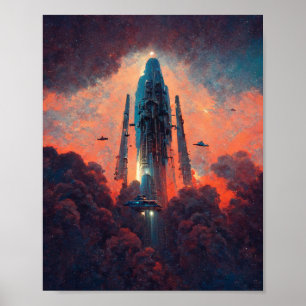 Affiche d'art Sci-Fi Liftoff