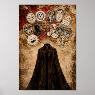 Affiche d'art sombre surréaliste Je t'oublie lente