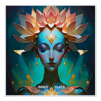 AFFICHE D'ART SPIRITUEL DE LA DÉESSE DE LA MEDITAT