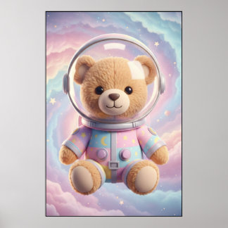 Affiche d'art Teddy Astronaute Cosmique
