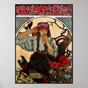 Affiche d'art vintage Alfons Mucha Enseignants mor