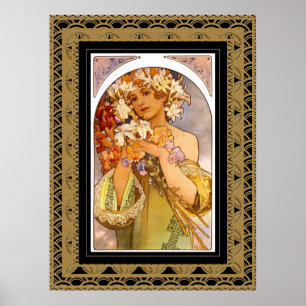 Affiche d'art vintage Alphonse Mucha avec cadre