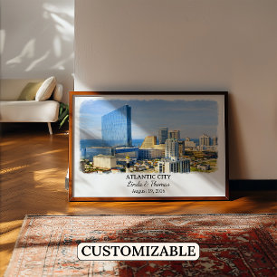 Affiche d'Atlantic City New Jersey, Aquarelle, Cus