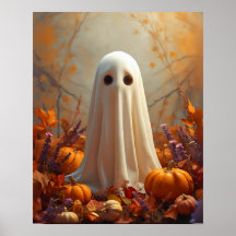 Affiche d'automne fantôme – Halloween & automne co