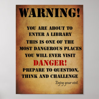 Affiche d'avertissement de bibliothèque