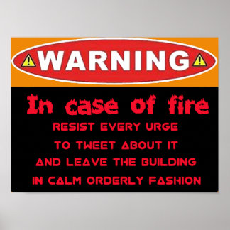Affiche d'avertissement drôle - En cas d'incendie