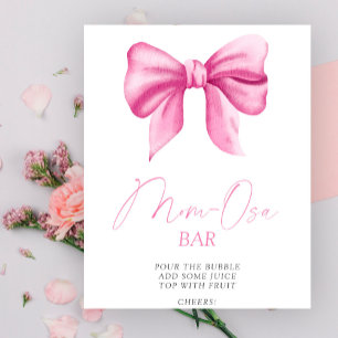 Affiche de Baby Shower avec un nœud rose - Bar Mom