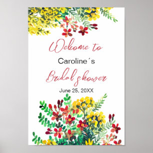 Affiche de baby shower de fleurs sauvages pour la