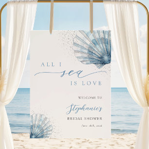 Affiche de Baby Shower Mariage Coquillage Bleu