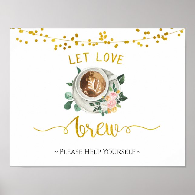 Affiche de Baby Shower Mariage : L'amour du café e (Devant)