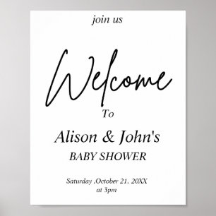 Affiche de Baby Shower Noir et Blanc