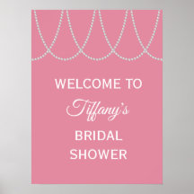 Affiche de Baby Shower perles roses délicates
