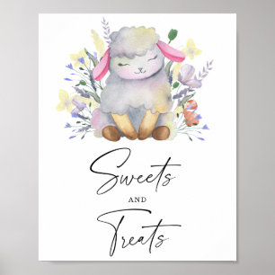 Affiche de baby shower sur le thème de l'agneau - 