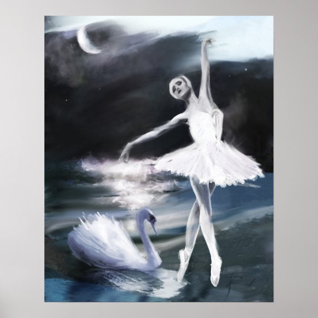 Affiche de ballet : Lumière de la lune sur Swan La (Devant)