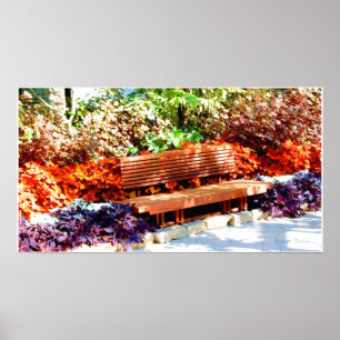 Affiche de banc dans le jardin botanique