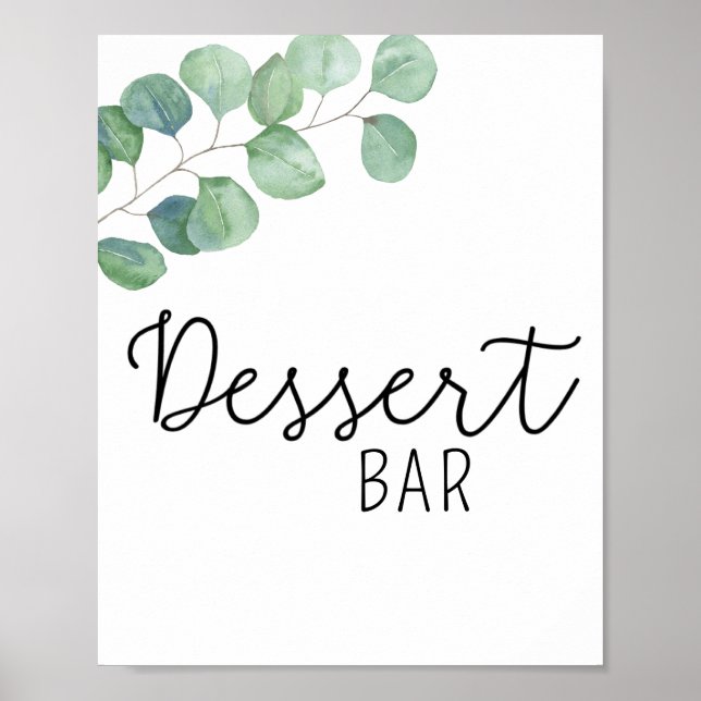 Affiche de bar à desserts au eucalyptus (Devant)