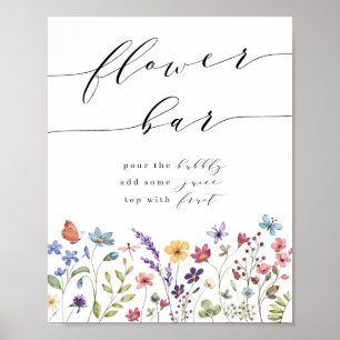Affiche de bar à fleurs pour mariage printanier et