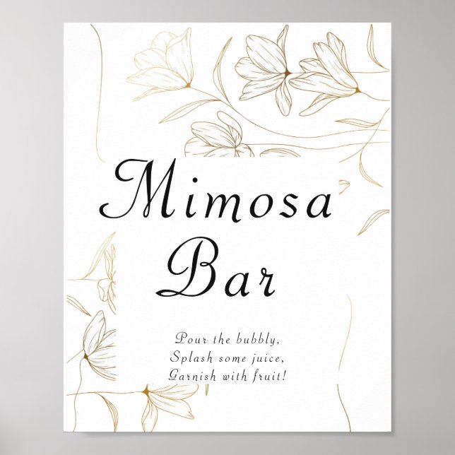 Affiche de bar de mimosa à fleurs dorées (Devant)