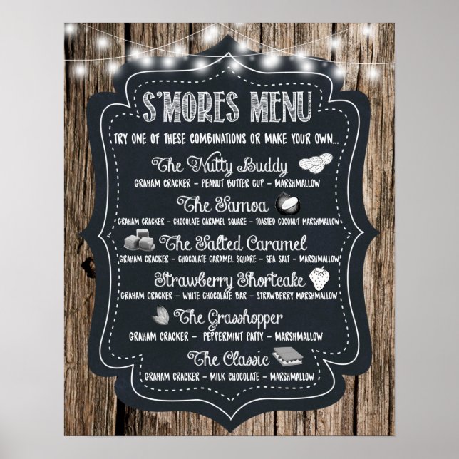 Affiche de bar de S'mores Impression sur bois de s (Devant)