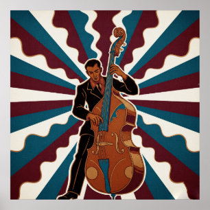 Affiche de bassiste de jazz rétro Vintage Characte