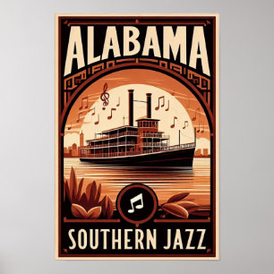 Affiche de Bateau à Roue de l'Alabama de Style Rét