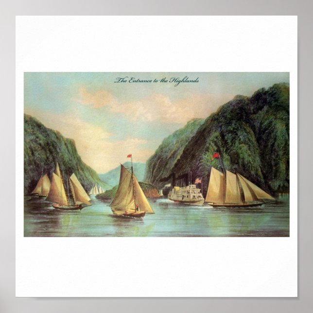 Affiche de bateau à vapeur et à voile (Devant)