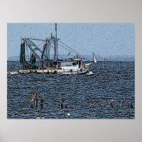 Affiche de bateau de pêche Kemah