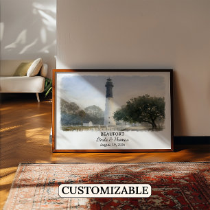 Affiche de Beaufort Caroline du Sud, Aquarelle, Pe