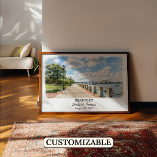 Affiche de Beaufort Caroline du Sud, Aquarelle, Su