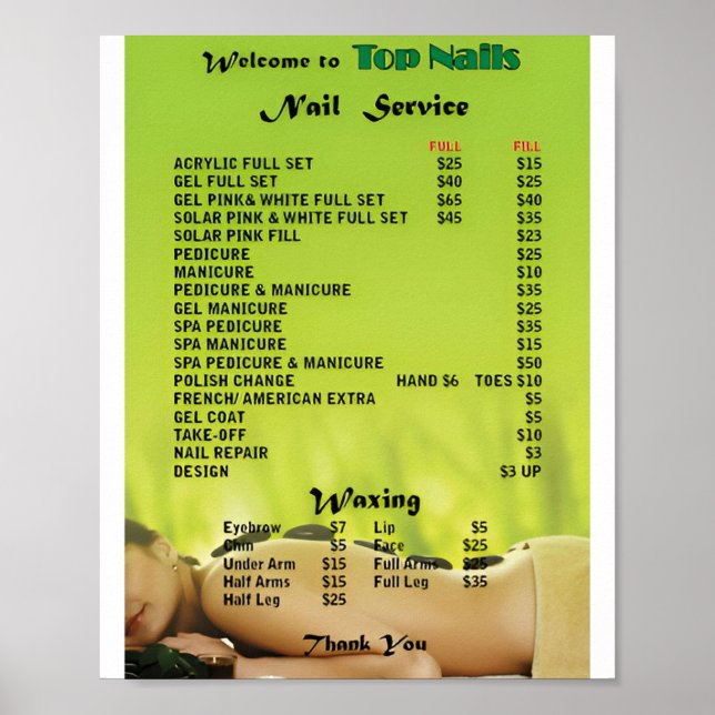 Affiche de beauté de salon de manucure (Devant)