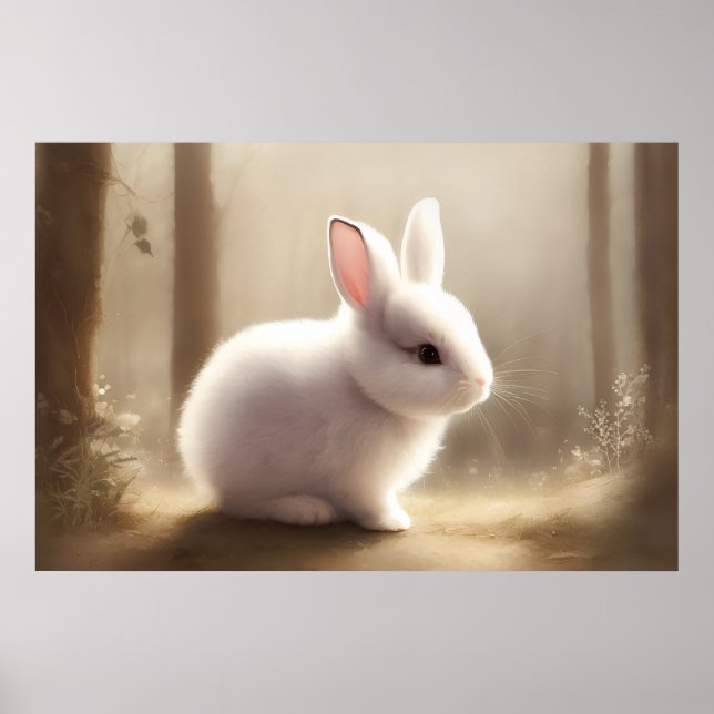 Affiche de bébé lapin mignon à l'aquarelle (Devant)