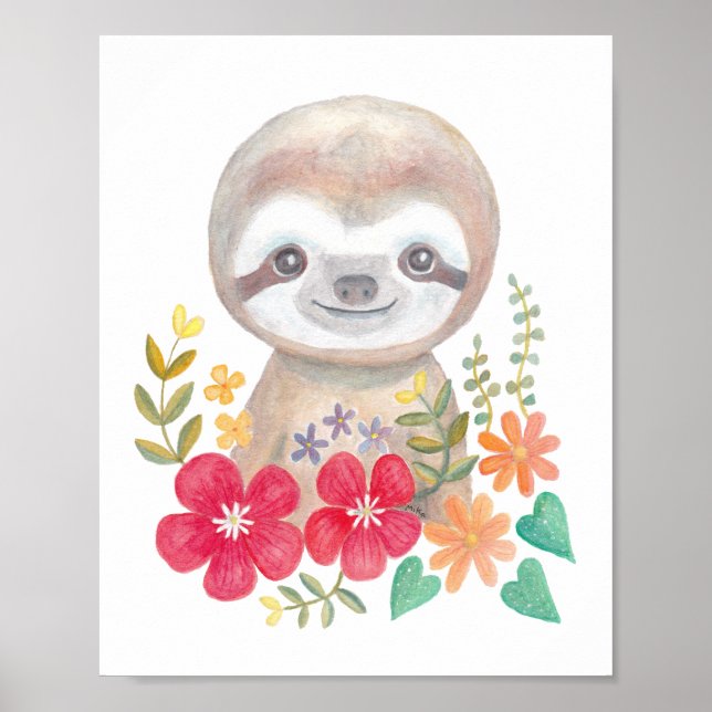 Affiche de bébé paresseux Mignon bébé paresseux Ar (Devant)