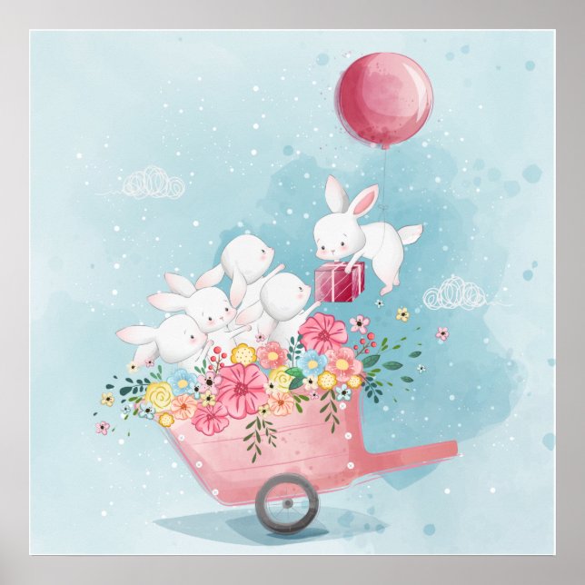 Affiche de bébés lapins adorables (Devant)